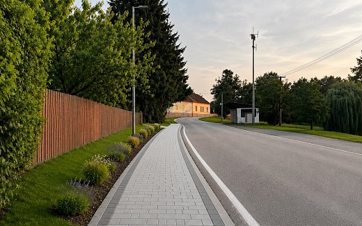 Chodník z návsi k autobusové zastávce Poněšice